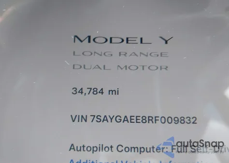 2024 Tesla Model Y Long Range Dual Motor All-Wheel Drive из США, поврежденный, VIN 7SAYGAEE8RF009832
